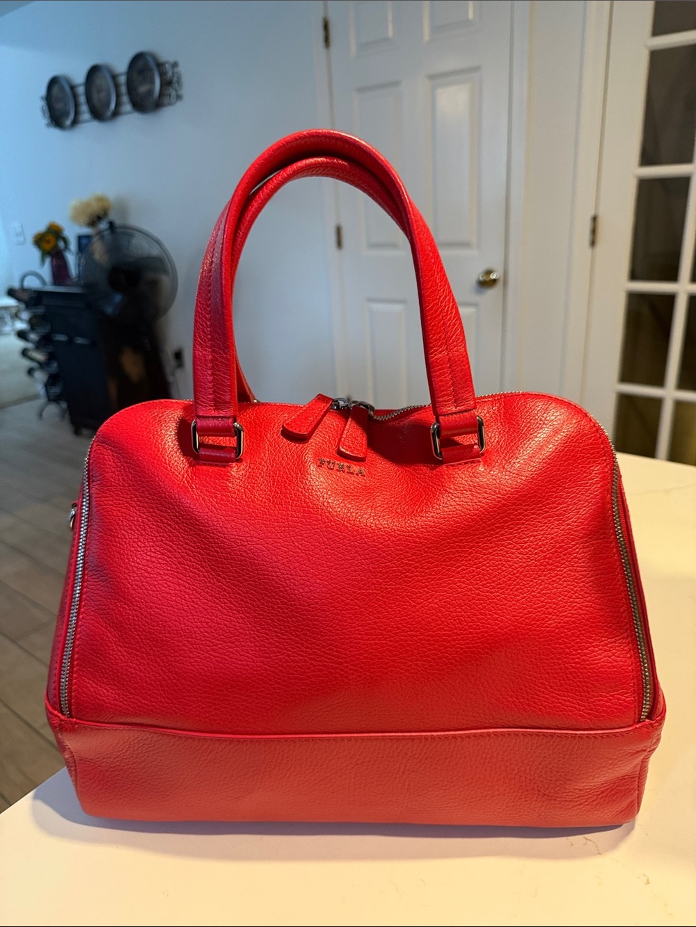 Furla Red Leather Top-Handle Satchel